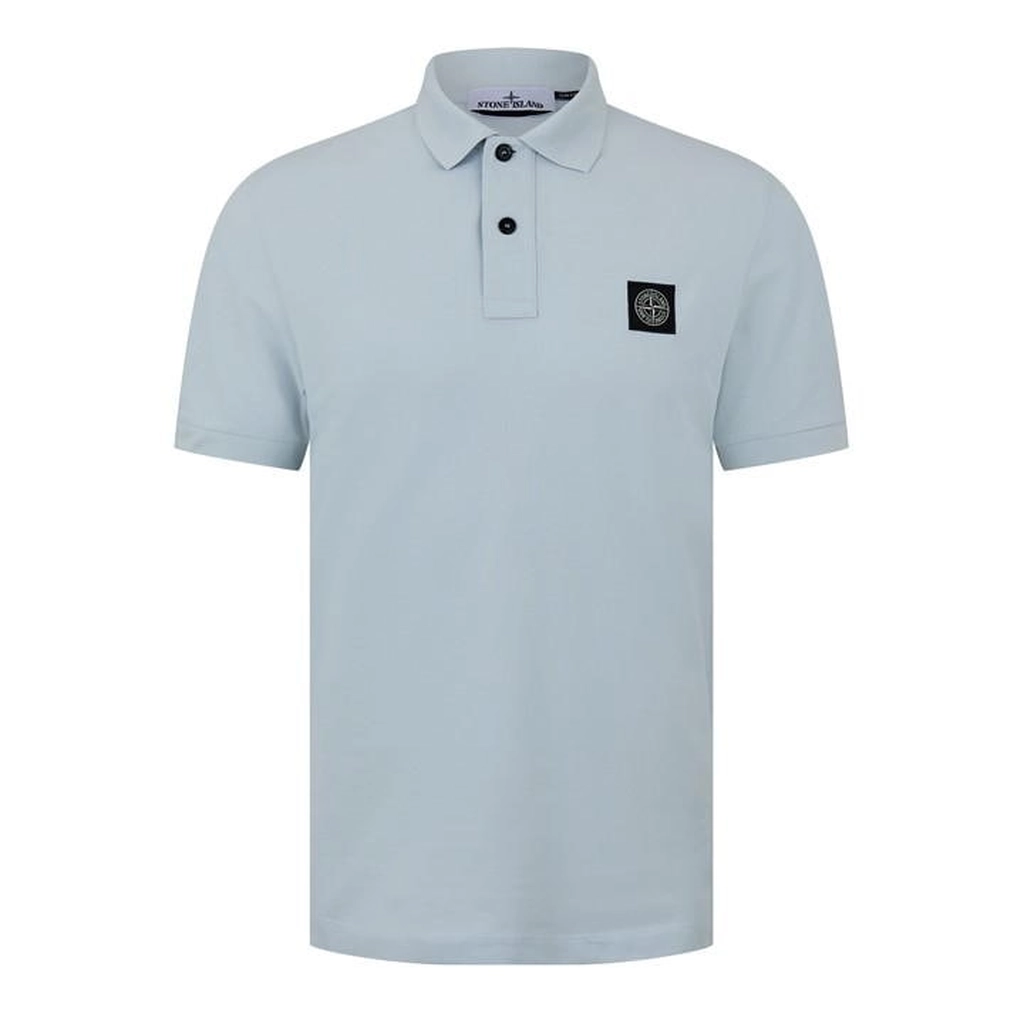 Stone Island Men'S Cotton Compass Logo Polo Shirt - Blue